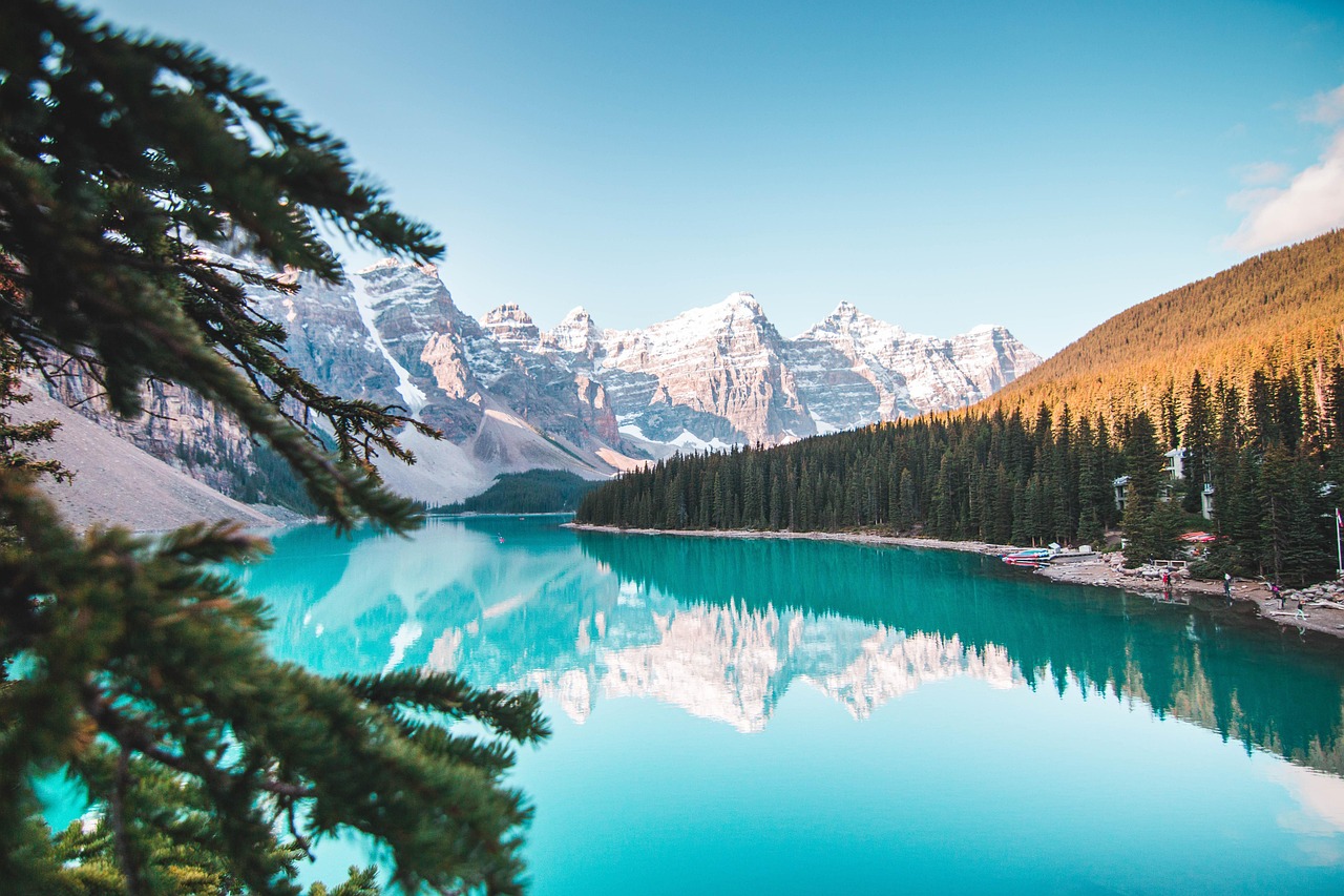 Lake Louise transformed into a winter wonderland, perfect for skiing.