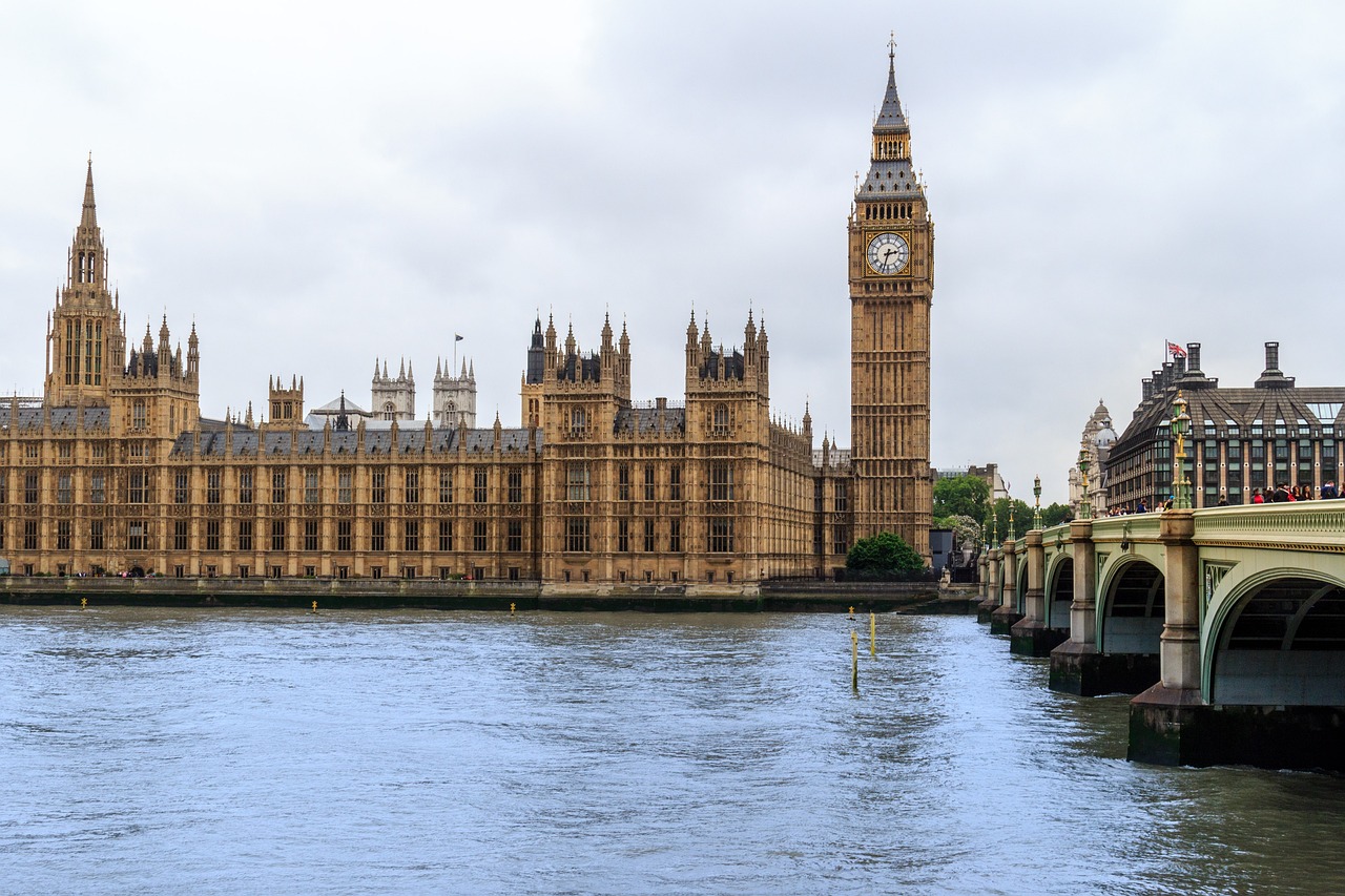 Iconic view of the Big Ben clock tower in London, a symbol of the city's rich history and architectural grandeur.