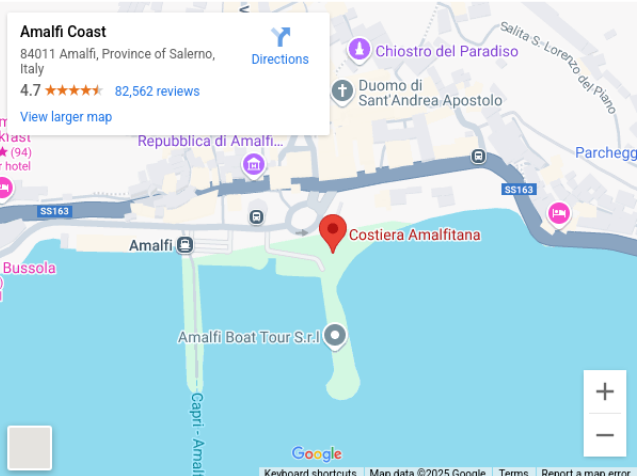 Amalfi Coast in Google Map