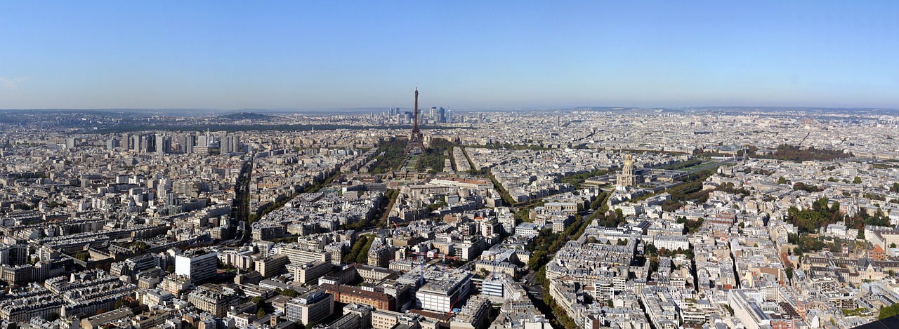Paris panoramic view Arc De Triomphe Monument Paris
